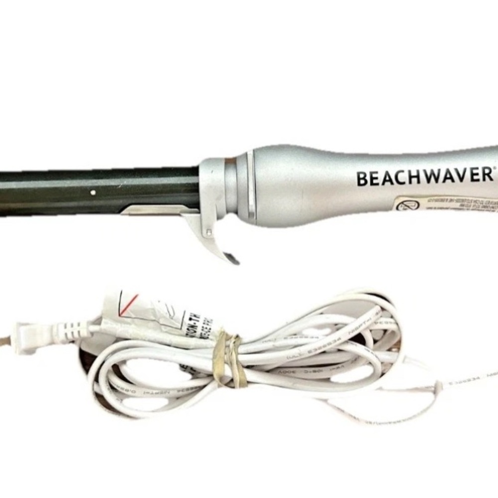 Beachwaver Curling Iron Pro 1 S, Ceramic Rotating 1” Barrel, Silver & Black